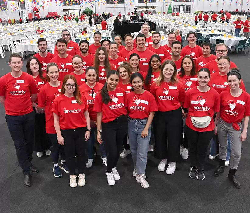 Large group of Volunteers for Variety event